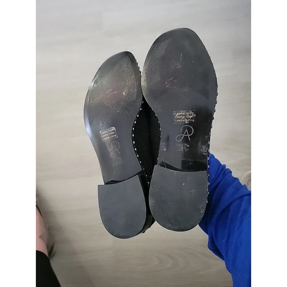 Adrianna Papell Maura Studded Loafers Black Mermaid Textured Searay 7 Officecore
